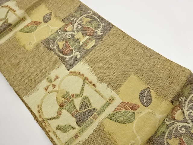 JAPANESE NAGOYA OBI / TSUMUGI / WOVEN FLOWER VASE